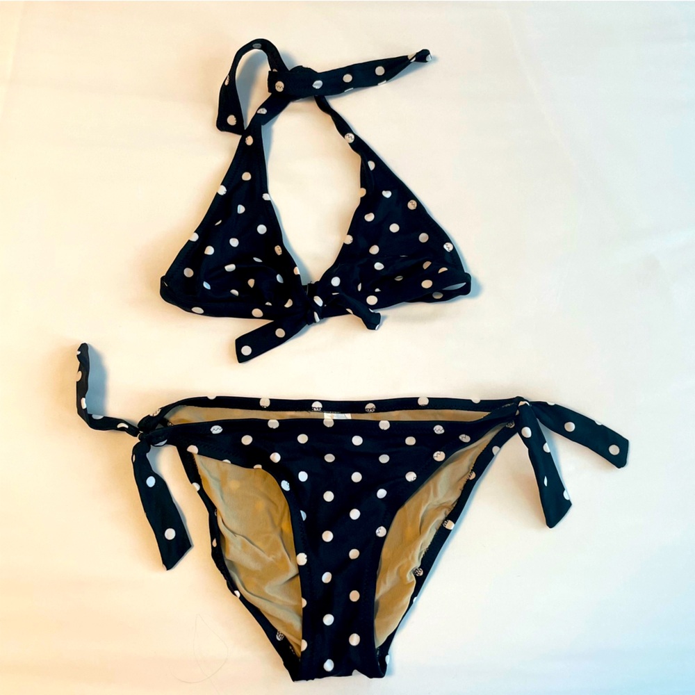 J. Crew Black and White Polka Dot Bikini Set VTG